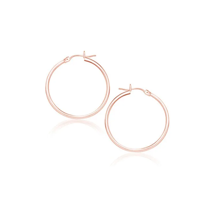 14k Rose Gold Polished Hoop Earrings (25 mm)-rx81598