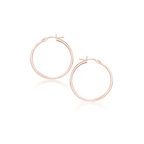 14k Rose Gold Polished Hoop Earrings (25 mm)-rx81598