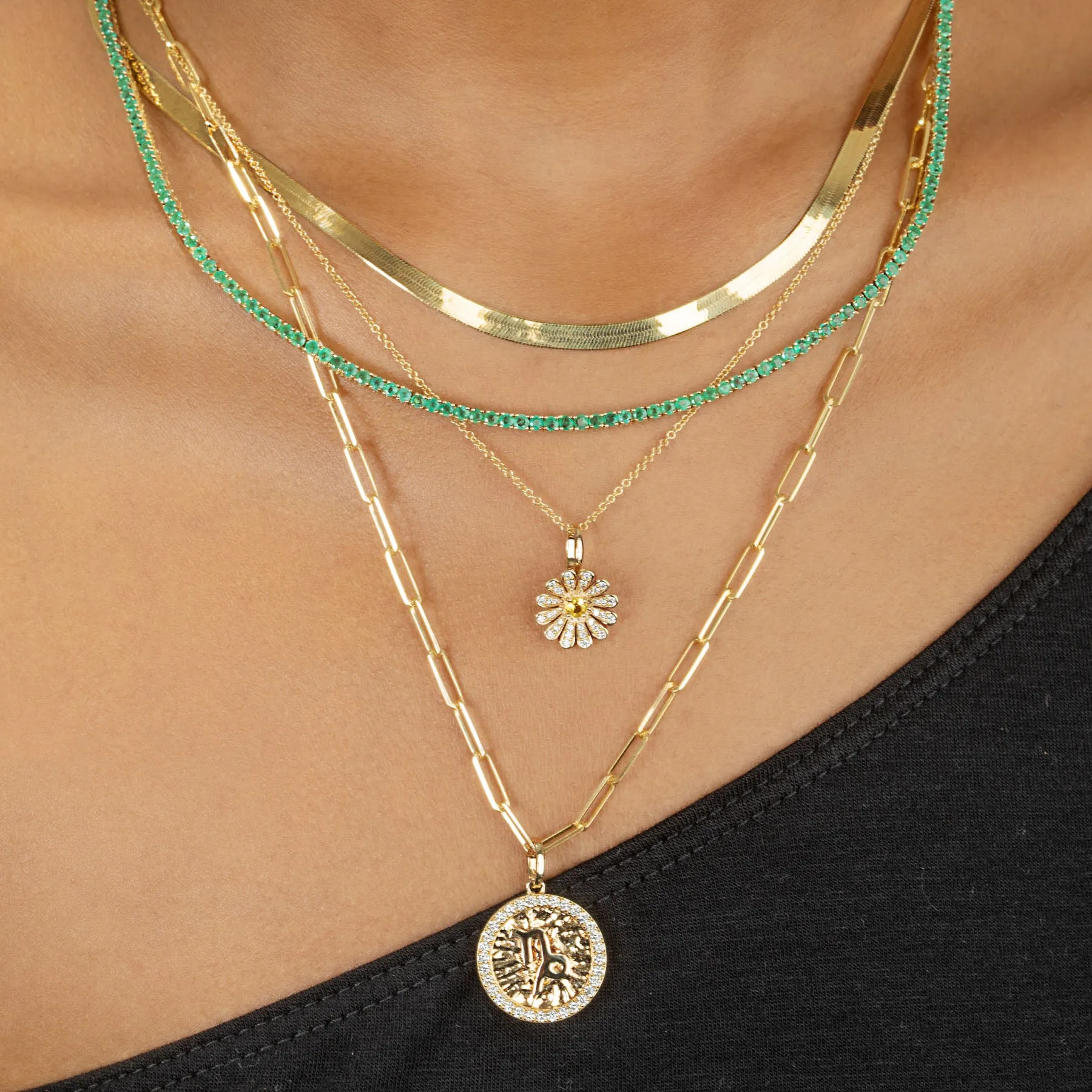 17 Perfect Tennis Necklace - Emerald / 14k Yellow Gold