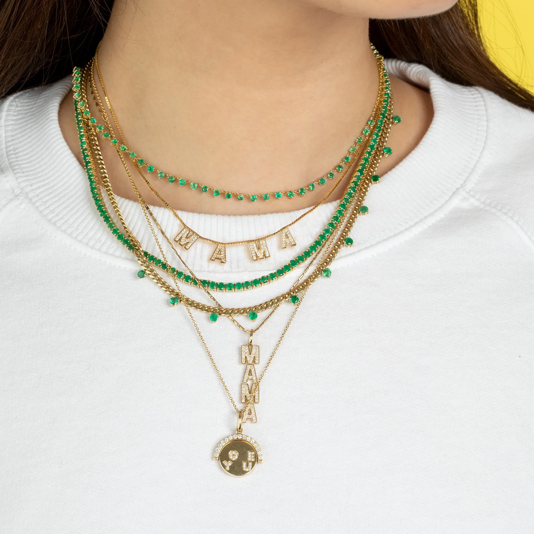 17 Perfect Tennis Necklace - Emerald / 14k Yellow Gold