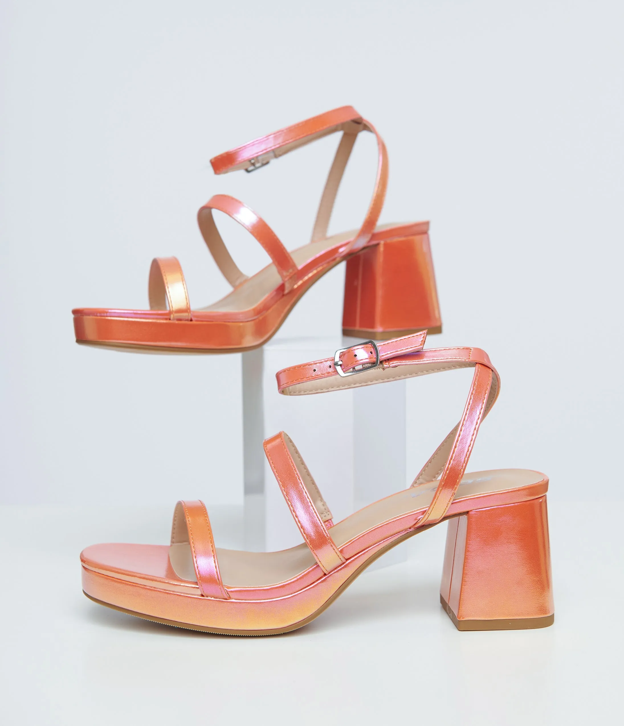 1970s Orange & Pink Shimmer Heels