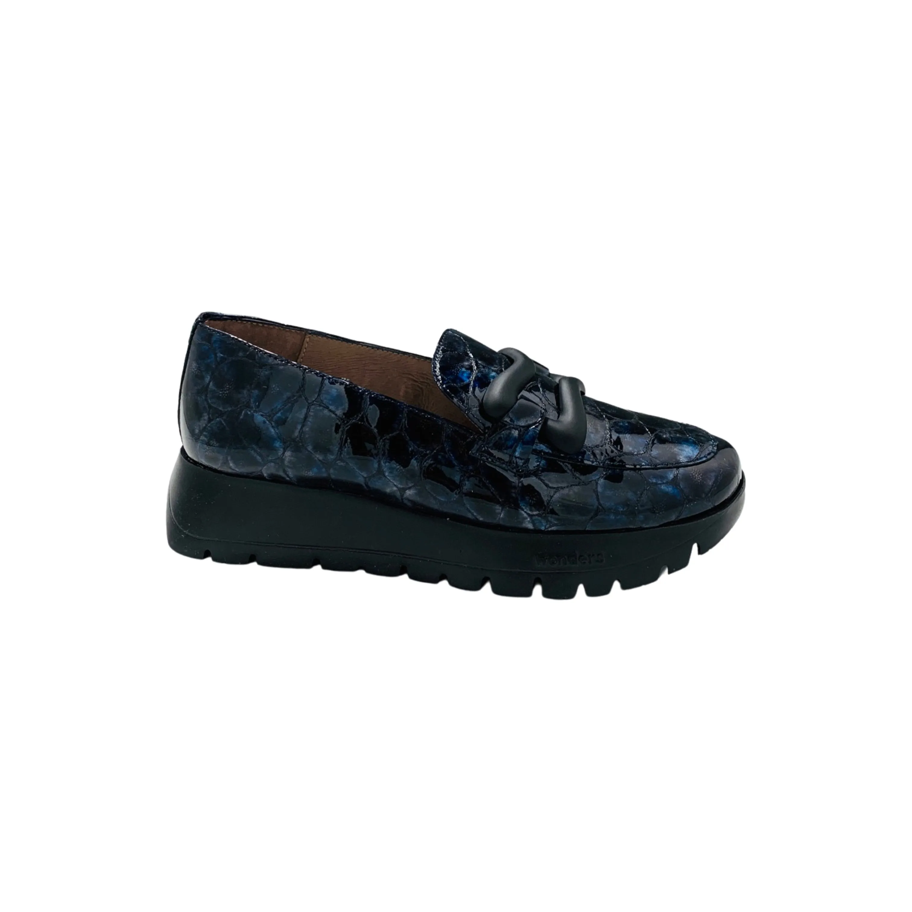 A2430 Navy Croco Platform Loafer