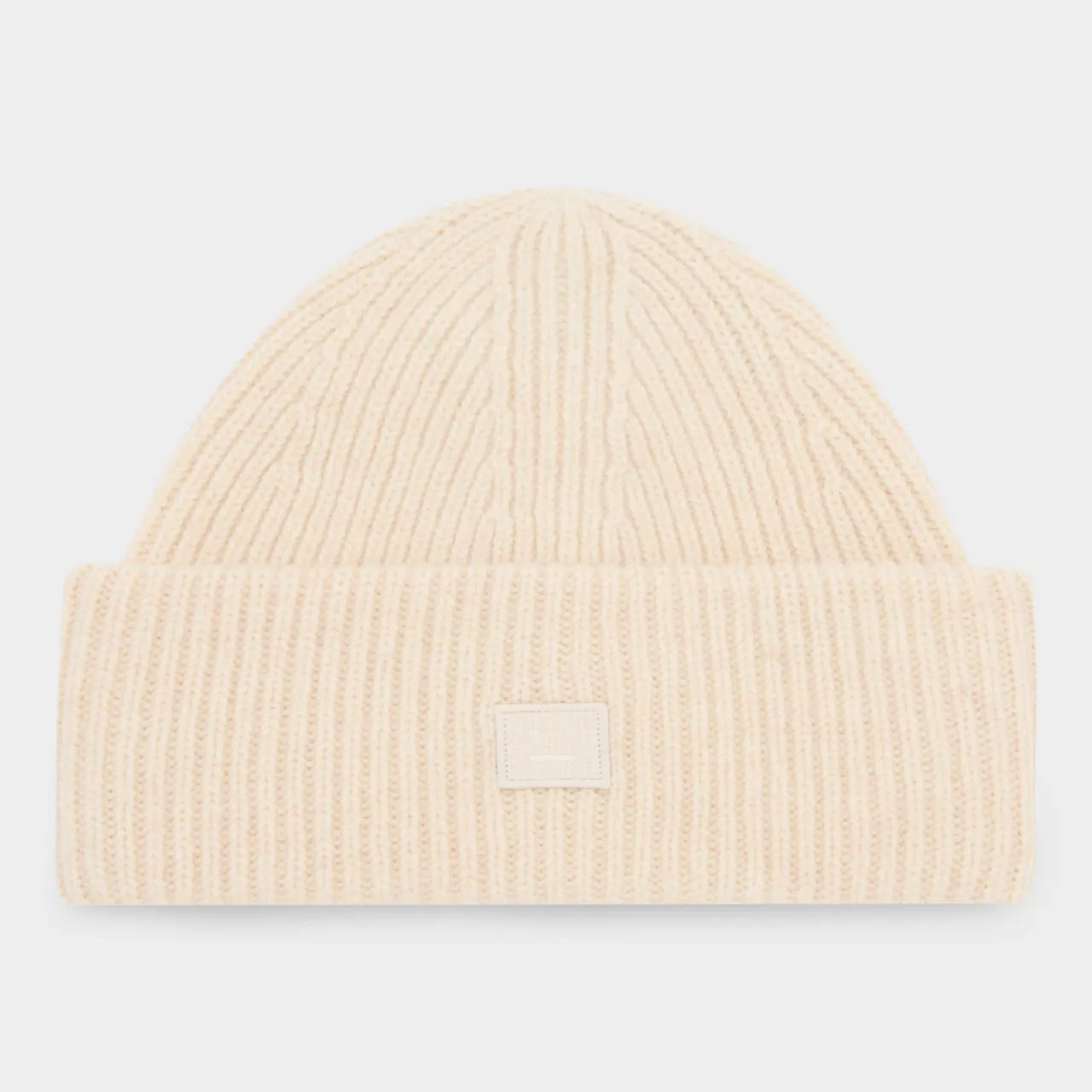 ACNE STUDIOS The Sustainable Edit Small Face Logo Beanie Hat - Oatmeal