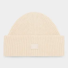 ACNE STUDIOS The Sustainable Edit Small Face Logo Beanie Hat - Oatmeal