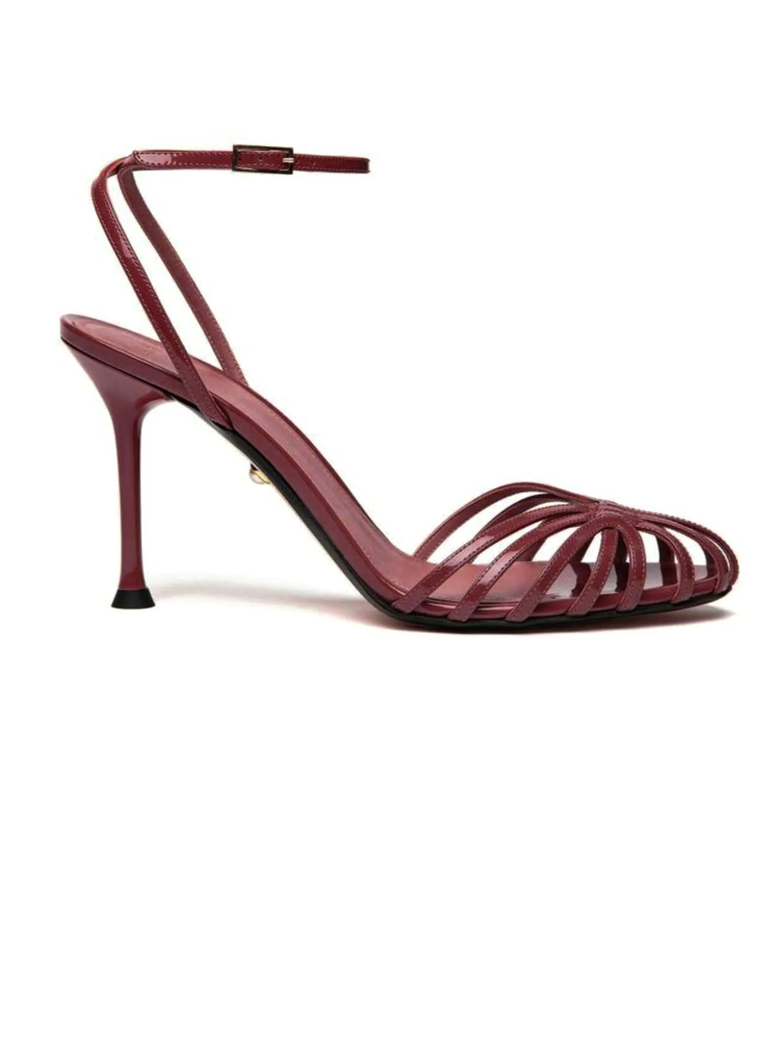 Alevì Bordeaux Patent Leather Cage Sandals