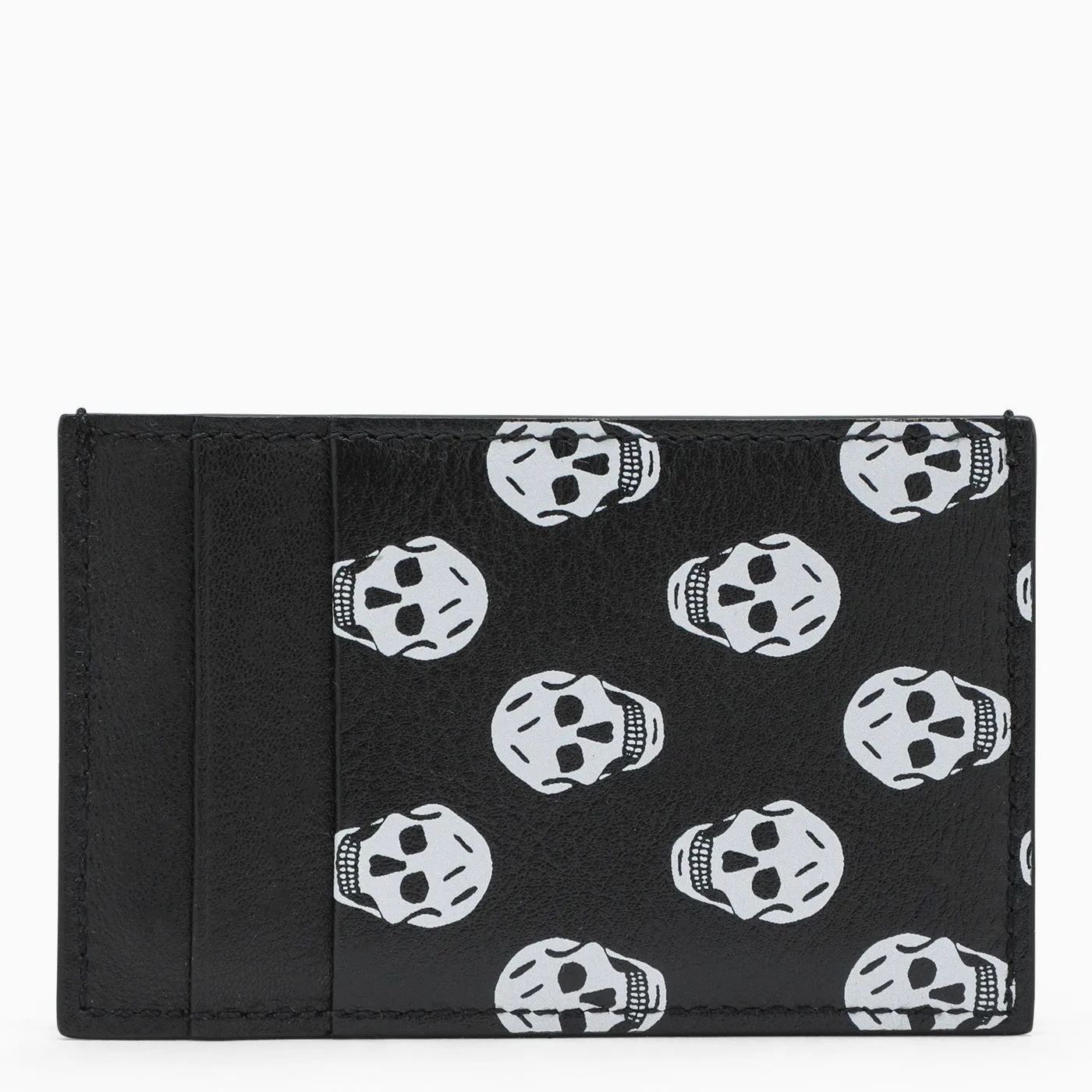 Alexander McQueen    Alexander Mc Queen Black Credit Card Holder With Skull Print