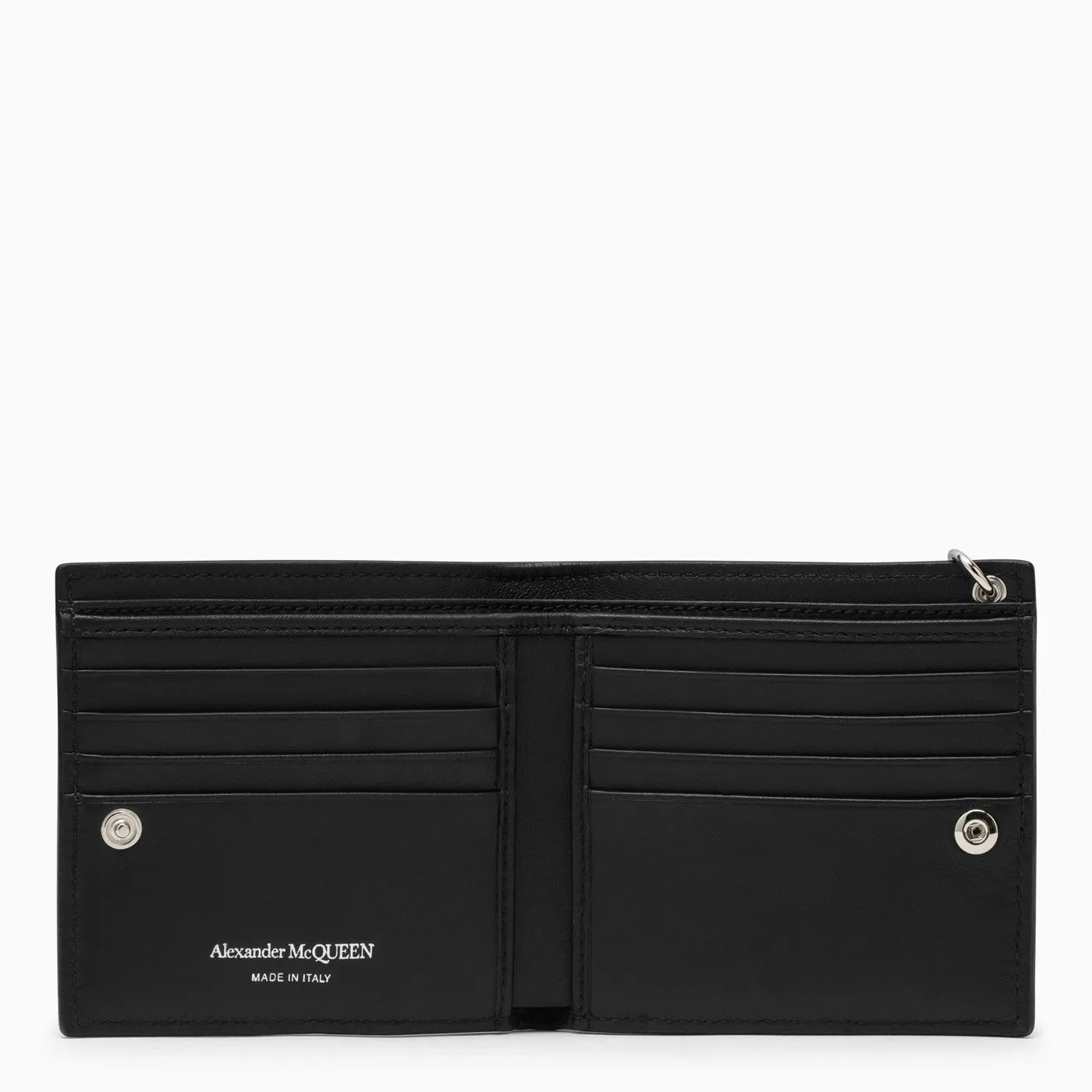 Alexander McQueen    Alexander Mc Queen Black Leather Wallet With Studs And Chain