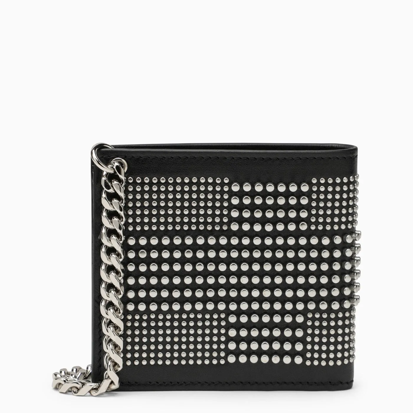 Alexander McQueen    Alexander Mc Queen Black Leather Wallet With Studs And Chain