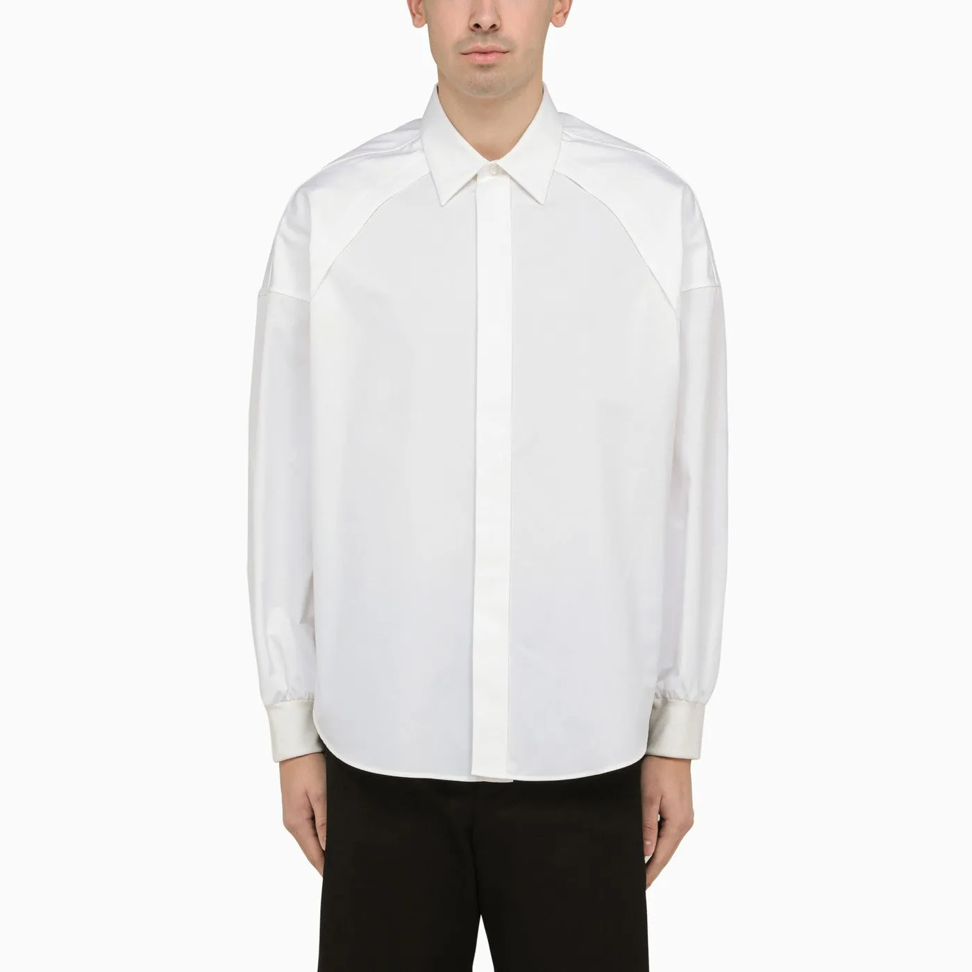 Alexander McQueen    Alexander Mc Queen White Cotton Shirt With Ribbed Cuffs