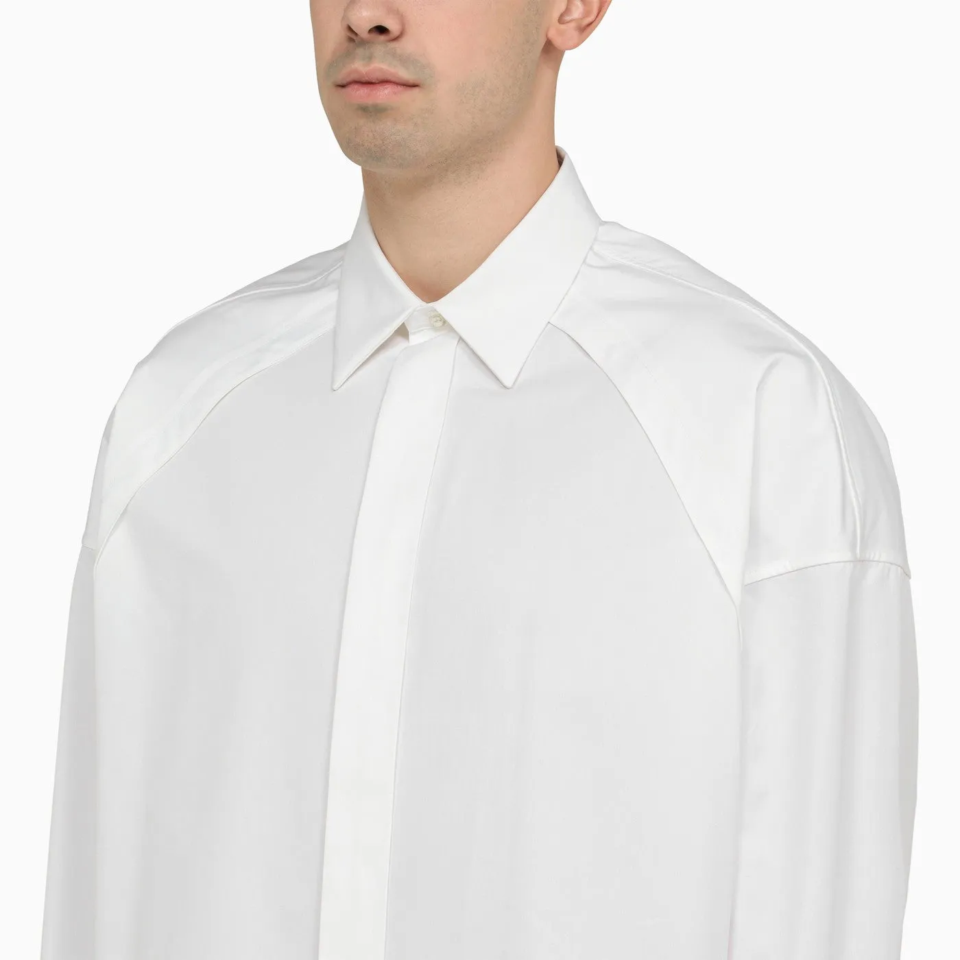 Alexander McQueen    Alexander Mc Queen White Cotton Shirt With Ribbed Cuffs