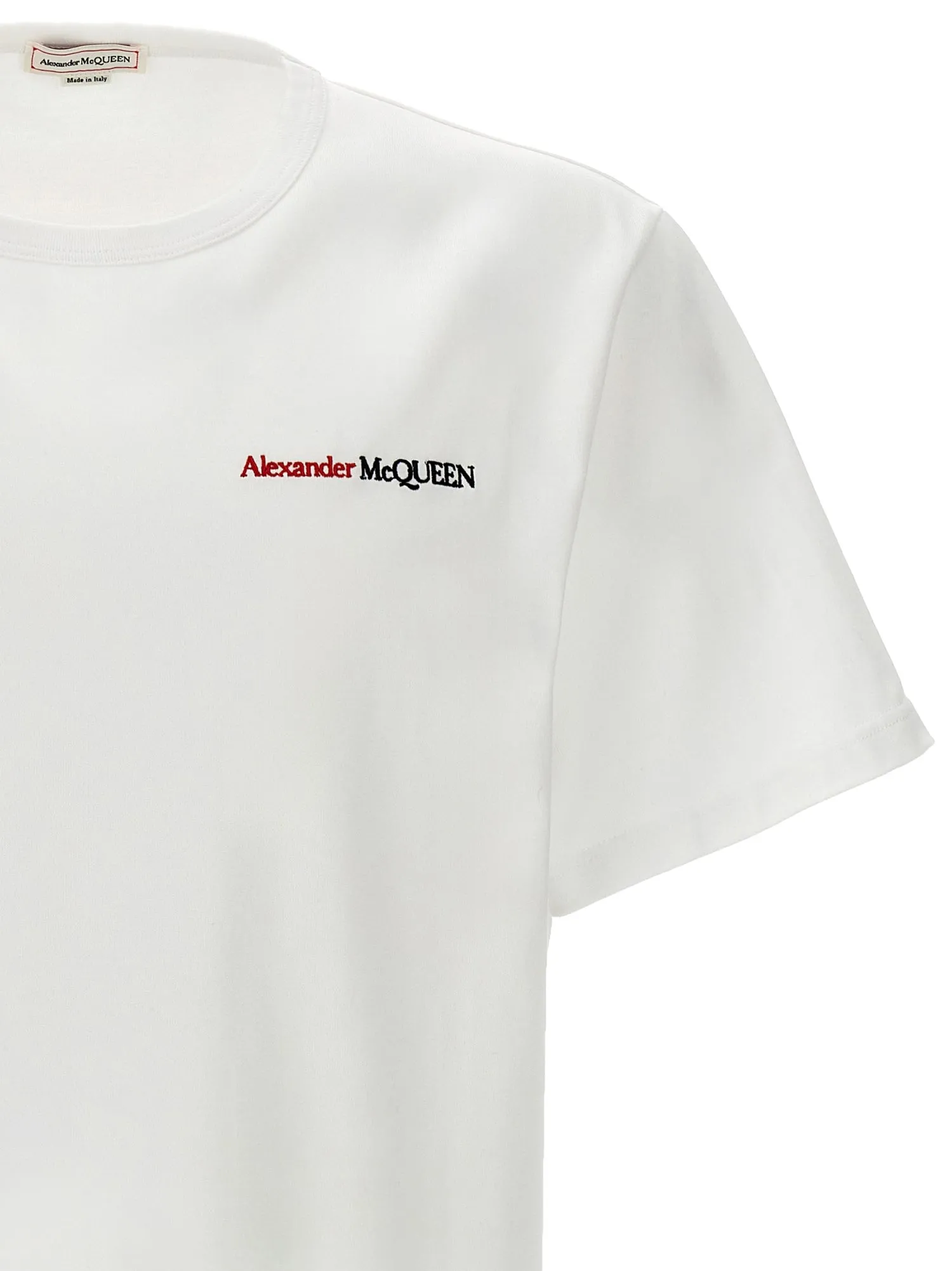 Alexander McQueen    Alexander Mcqueen Logo Embroidery T Shirt