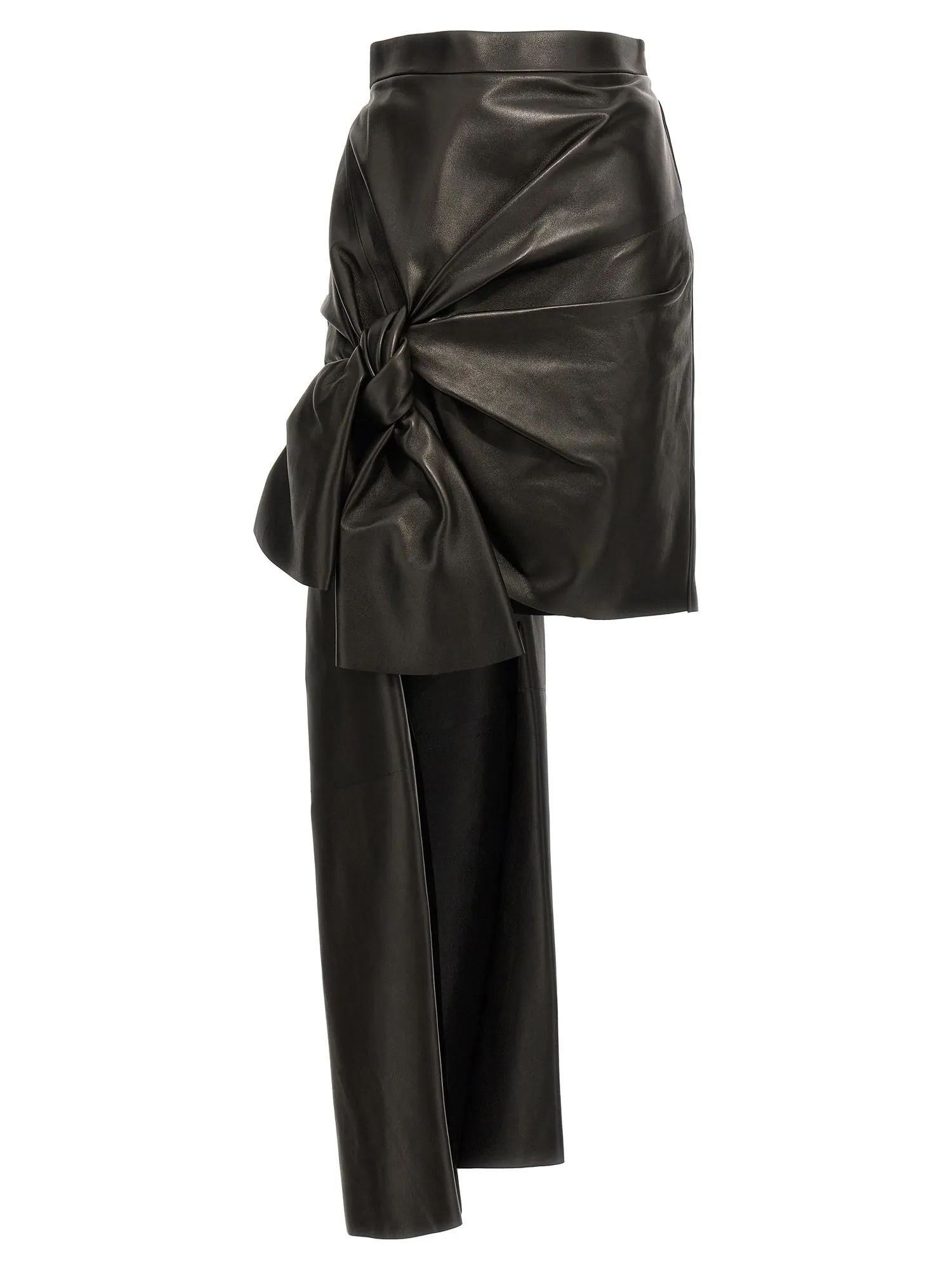 Alexander McQueen    Alexander Mcqueen Maxi Bow Leather Skirt