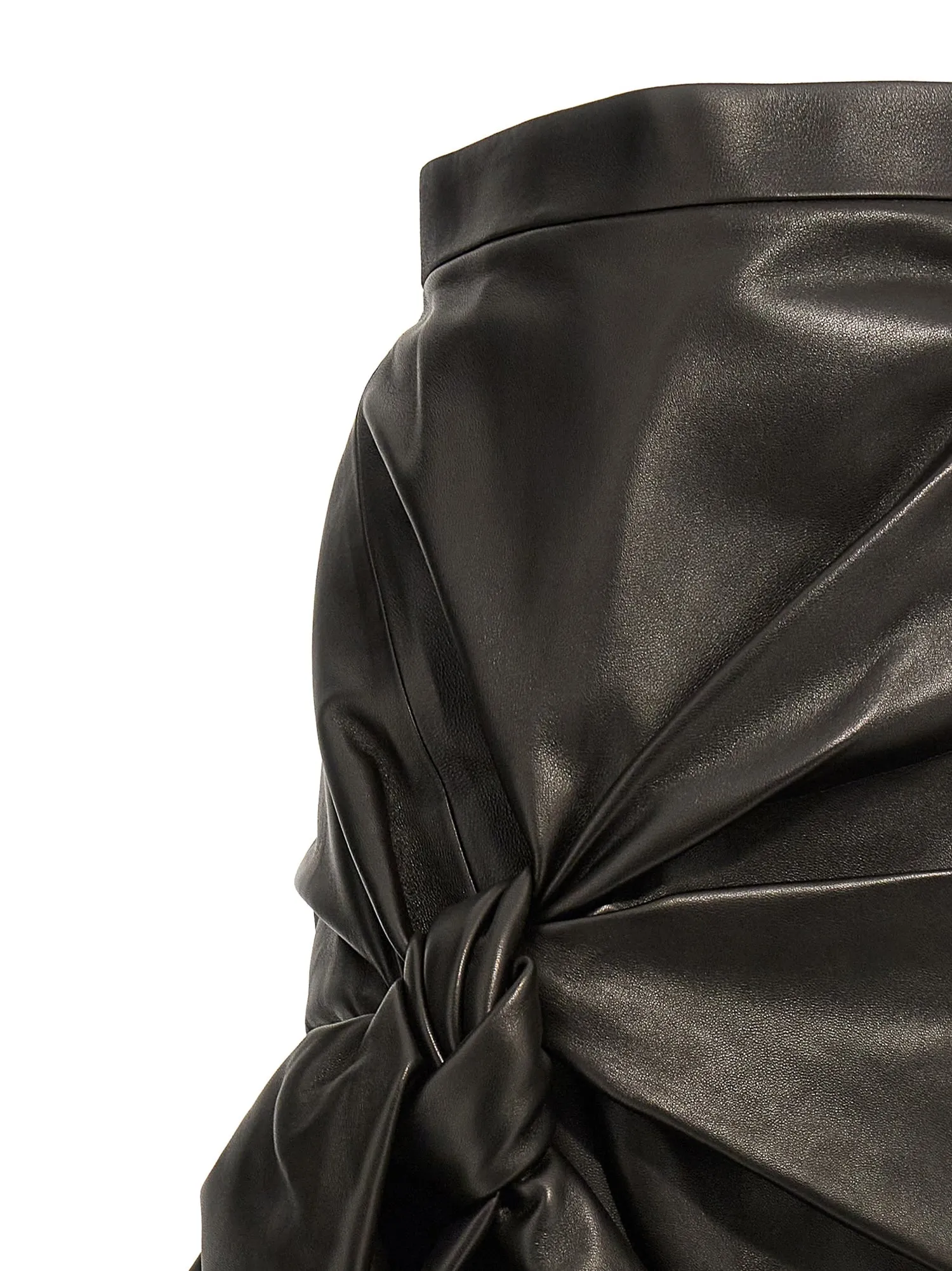 Alexander McQueen    Alexander Mcqueen Maxi Bow Leather Skirt