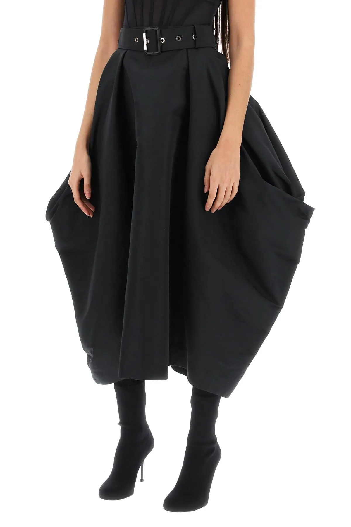 Alexander McQueen    Alexander Mcqueen Peg Top Skirt In Polyfaille