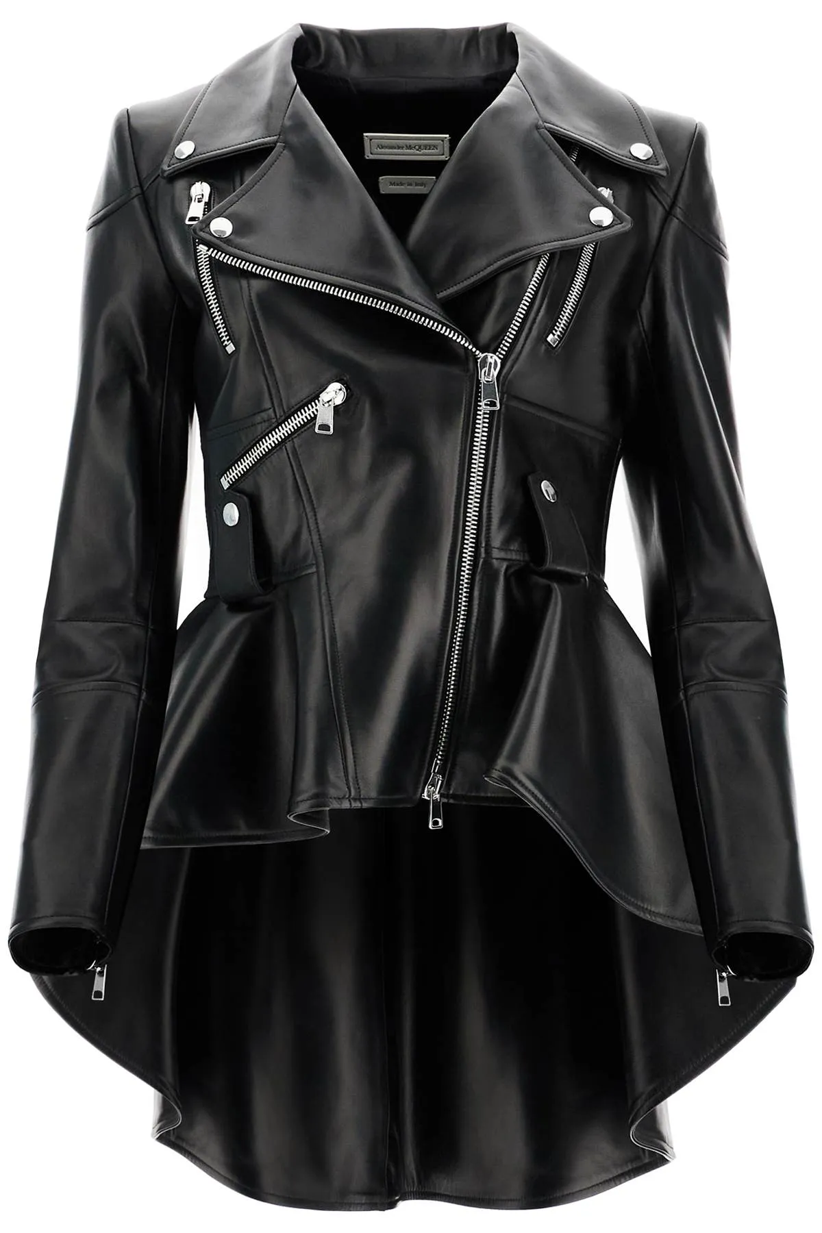 Alexander McQueen    Alexander Mcqueen Peplum Leather Biker Jacket