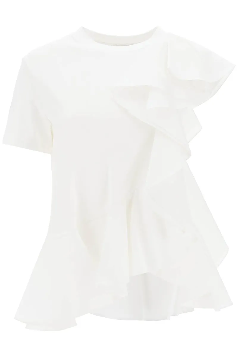 Alexander McQueen    Alexander Mcqueen Ruffled Asymmetric Jersey Top