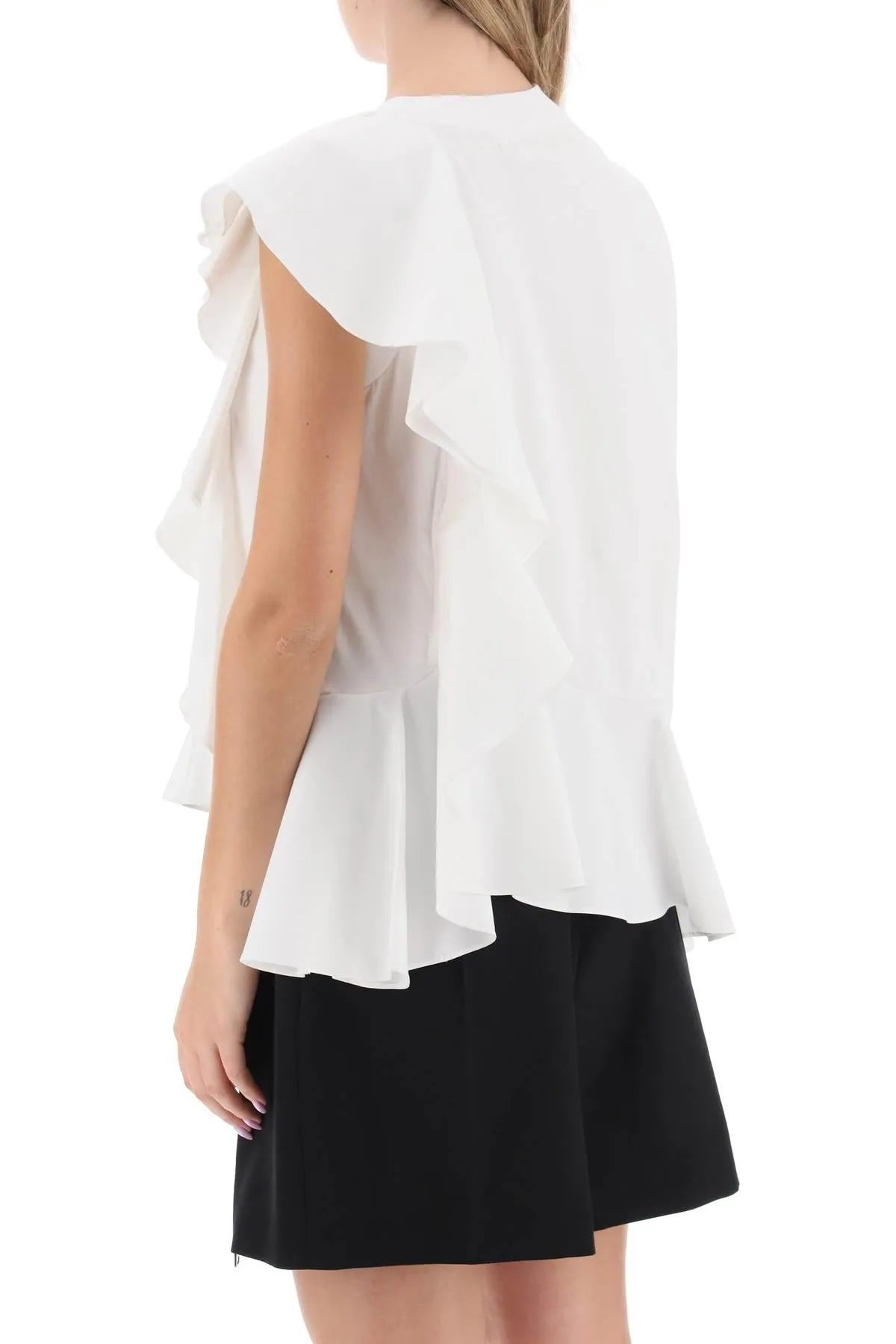 Alexander McQueen    Alexander Mcqueen Ruffled Asymmetric Jersey Top