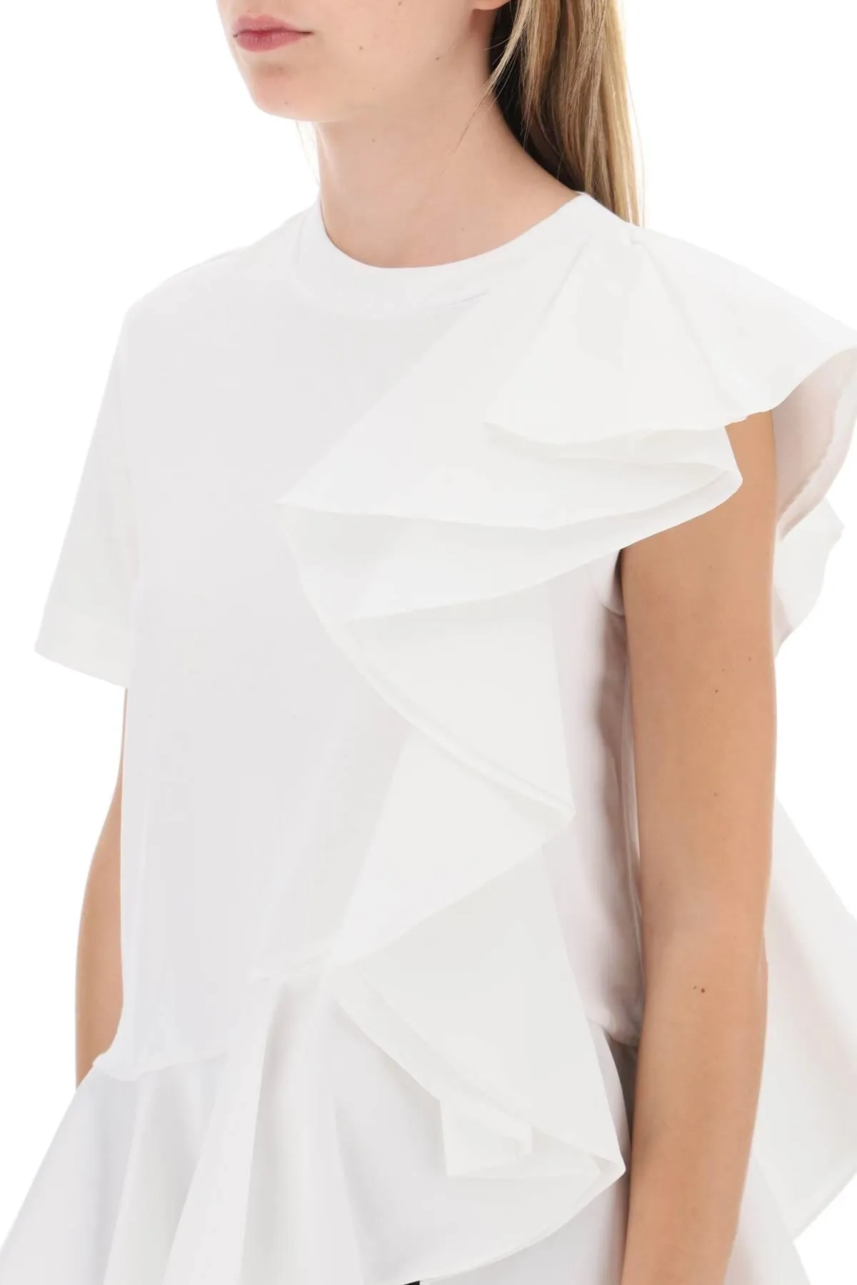 Alexander McQueen    Alexander Mcqueen Ruffled Asymmetric Jersey Top