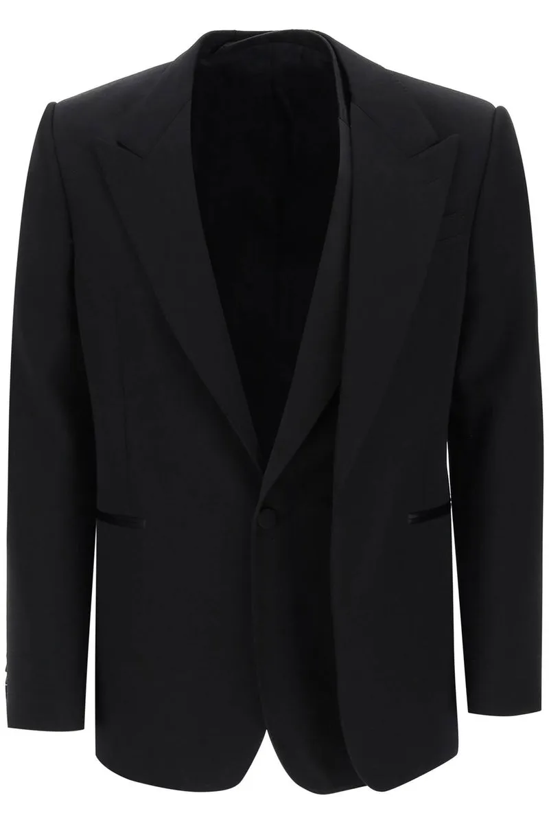 Alexander McQueen    Alexander Mcqueen Trompe L'oeil Jacket In Grain De Poudre