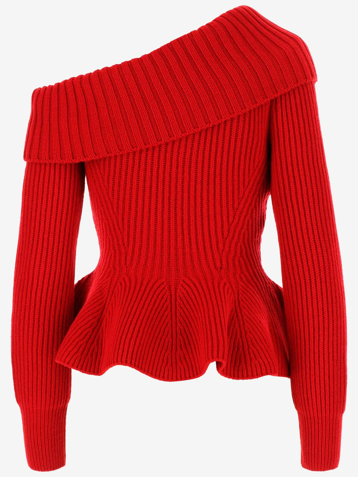 Alexander Mcqueen Asymmetric-Ribbed Long-Sleeve Top