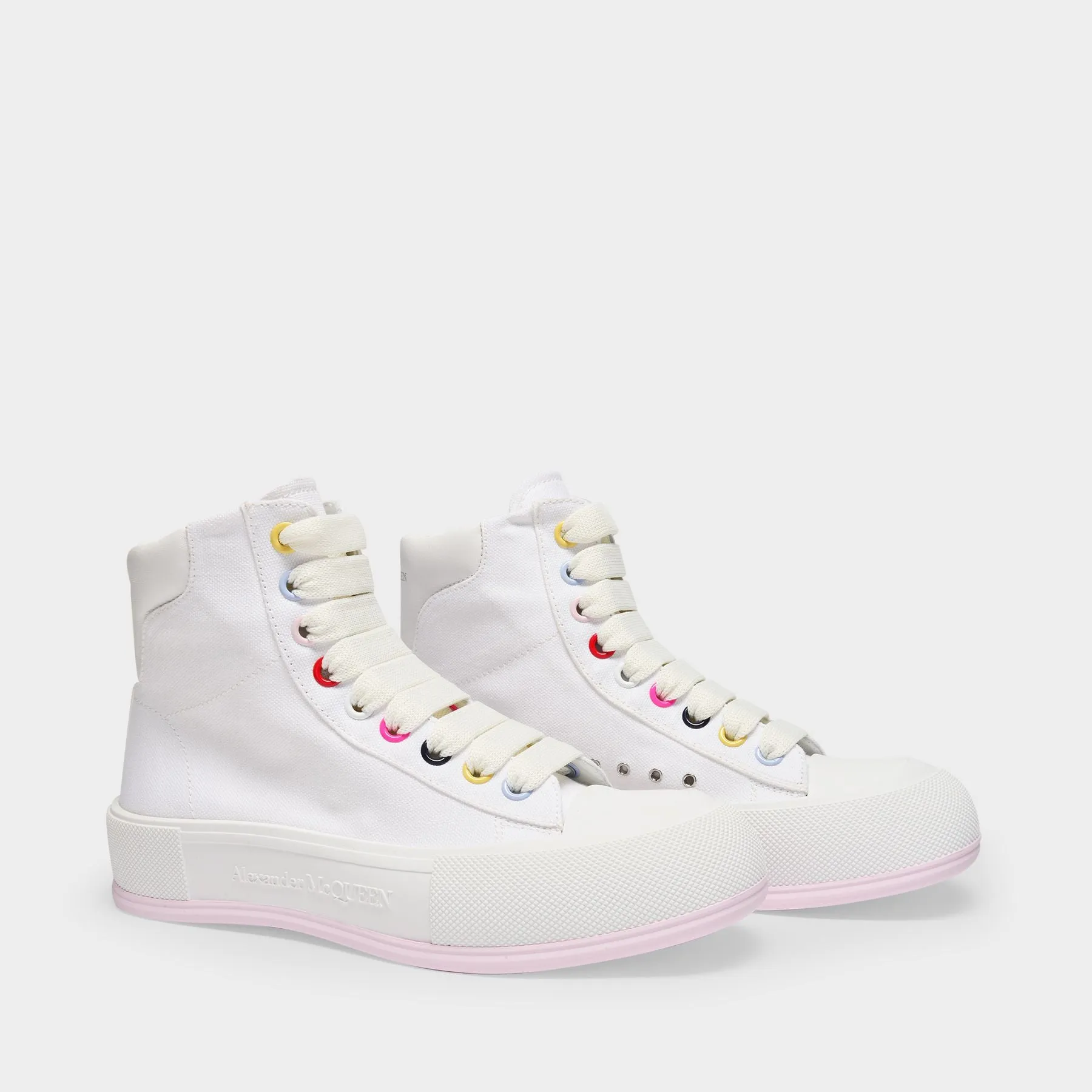 Alexander McQueen  Deck High Sneakers in White Canvas