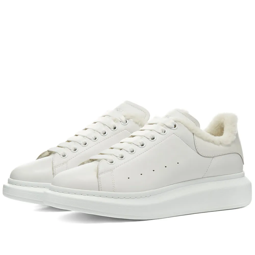 Alexander McQueen Shearling Lined Wedge Sole SneakerWhite