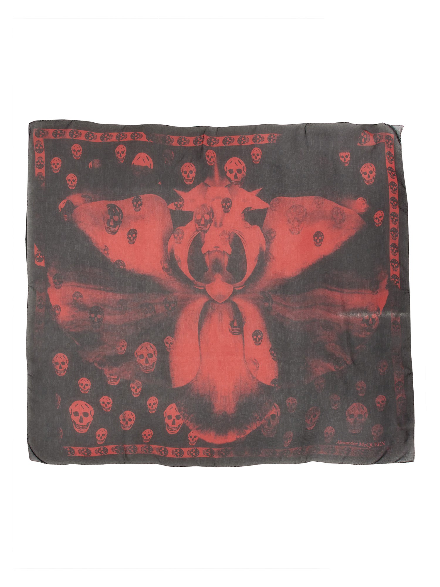 ALEXANDER McQUEEN    SKULL ORCHID SILK SCARF