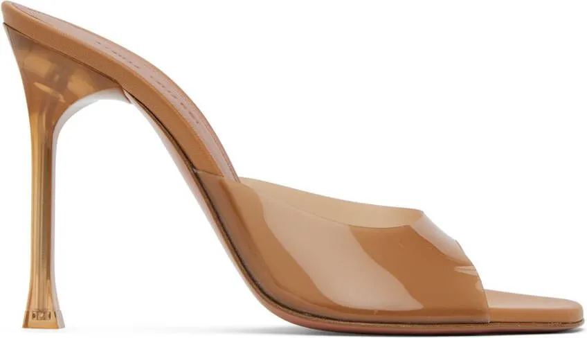 Amina Muaddi Brown Alexa Glass Slipper 105 Heeled Sandals