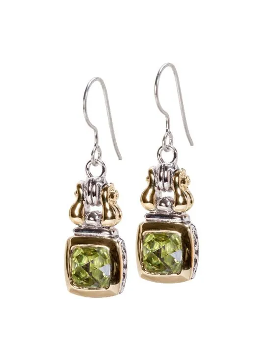 Anvil Square Peridot Fish Hook Earrings by John Medeiros