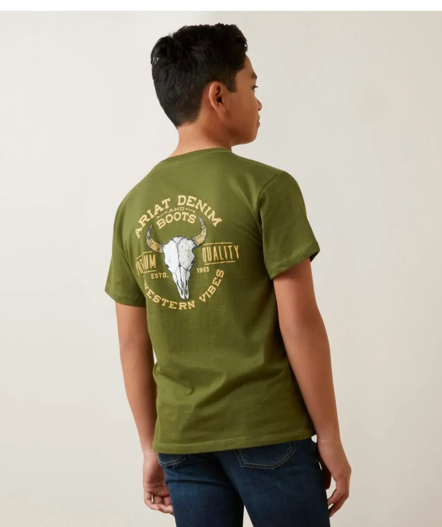 Ariat Boy's Bison Skulls Tee