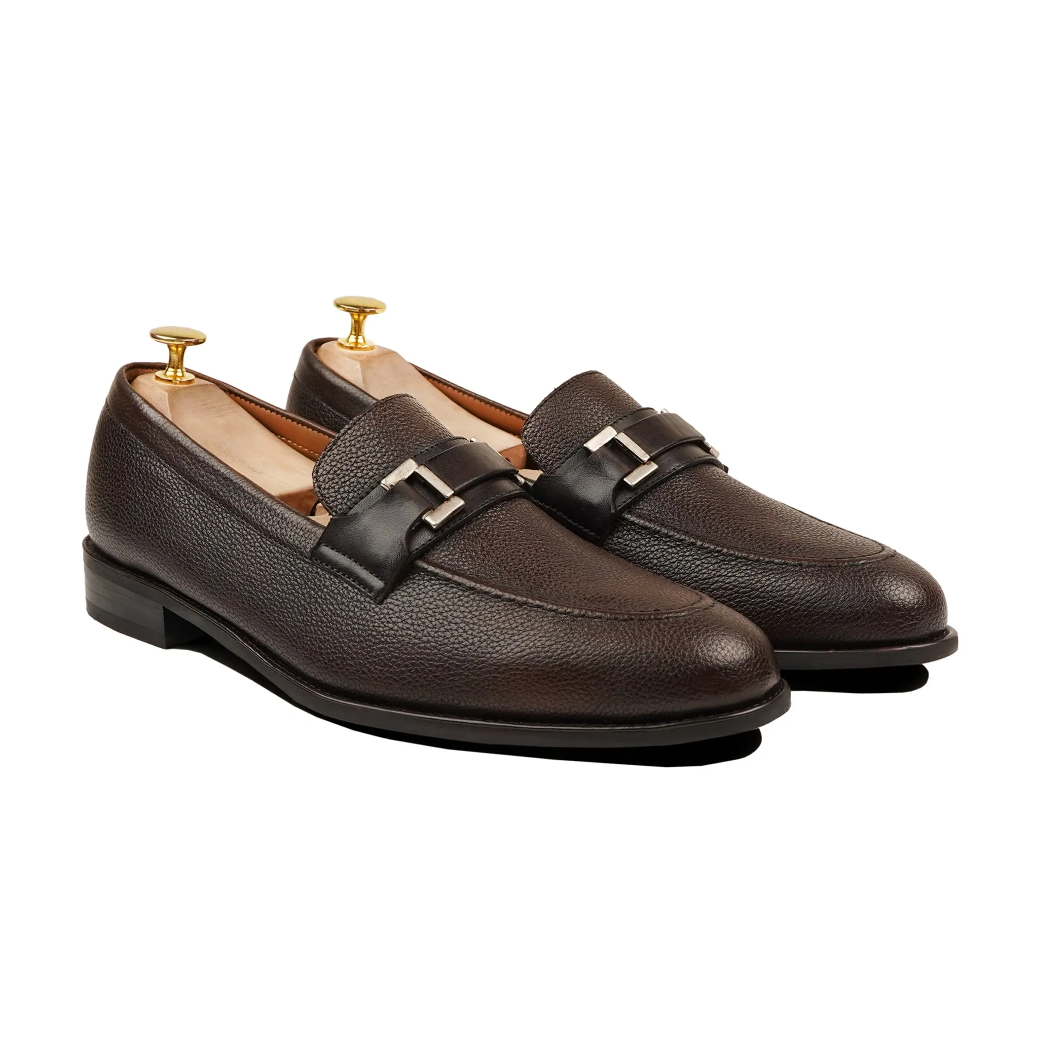 ATHENA - DARK BROWN PEBBLE GRAIN LOAFER