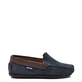 Atlanta Mocassin Navy and Brown Nubok Loafer