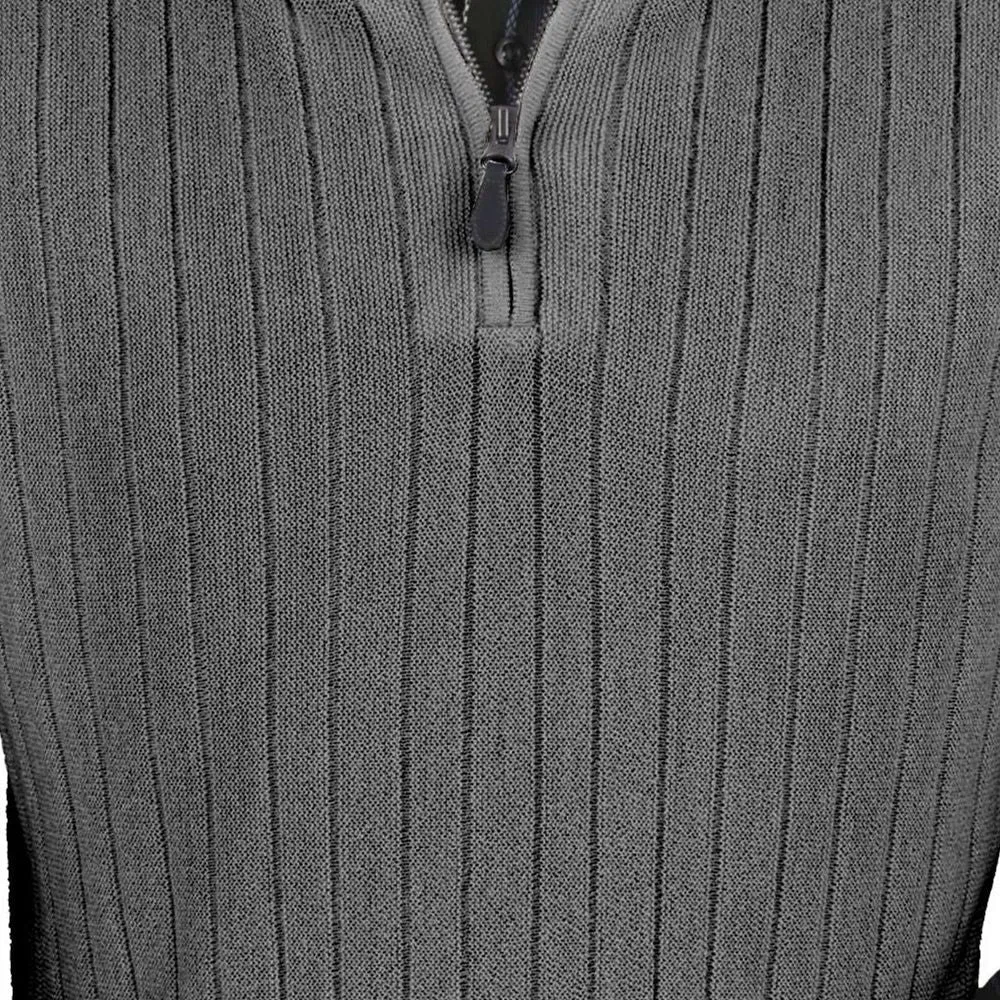 Baby Alpaca 'Links Stitch' Ribbed Zip-Neck Sweater Vest in Medium Grey Heather by Peru Unlimited