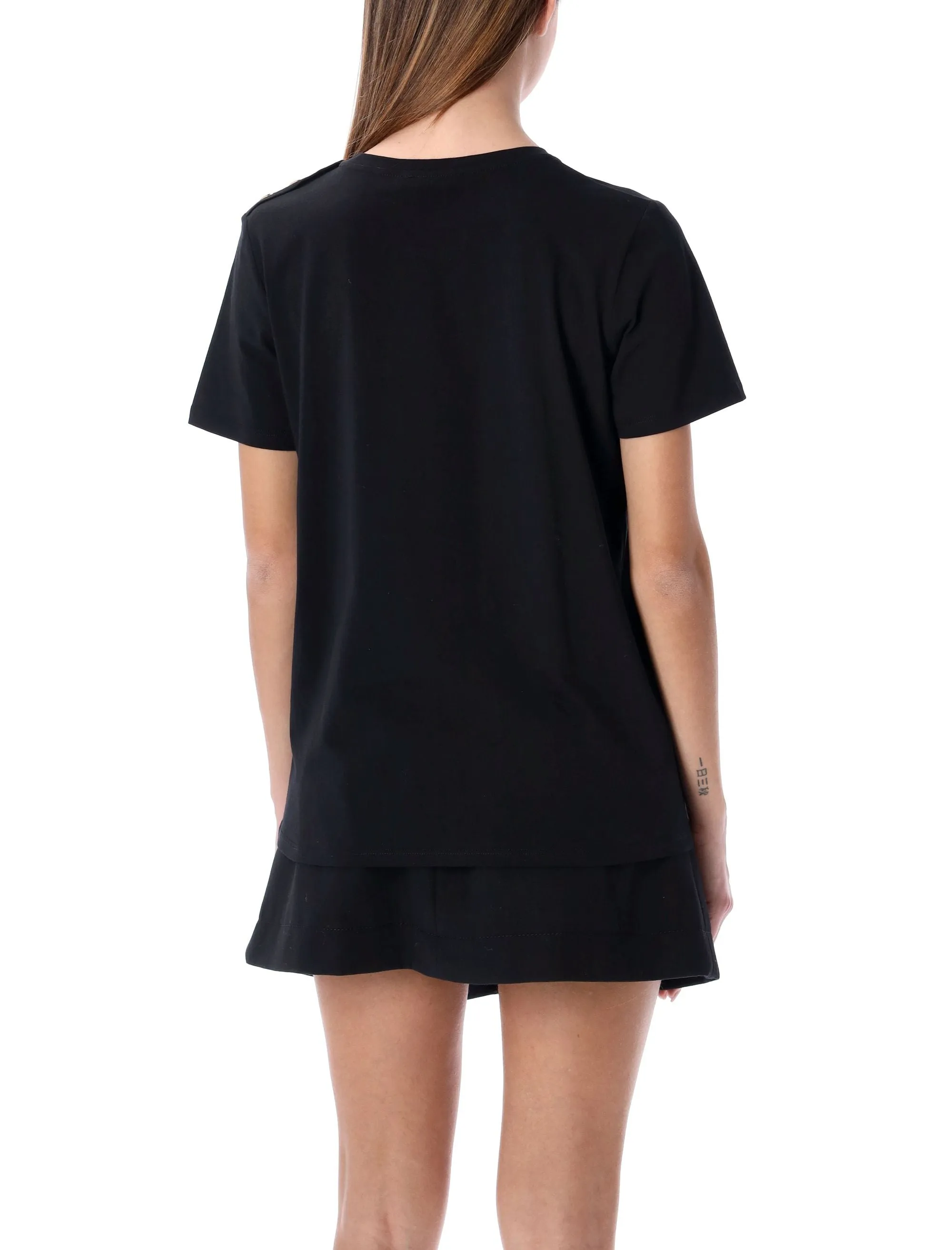 Balmain Buttoned Embellished Crewneck T-Shirt