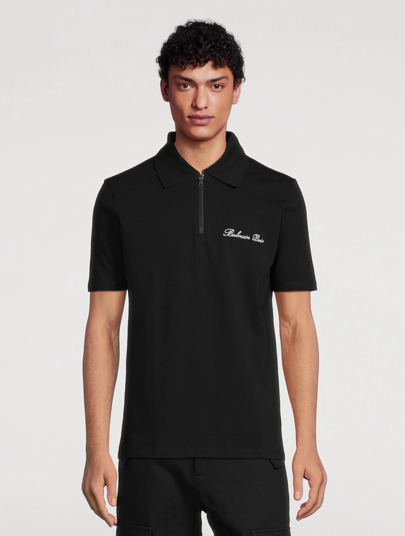 BALMAIN Signature Zipped Polo Shirt