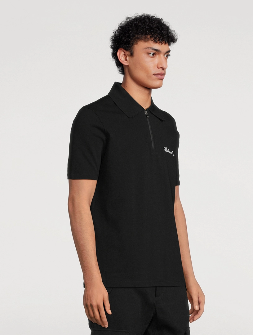 BALMAIN Signature Zipped Polo Shirt