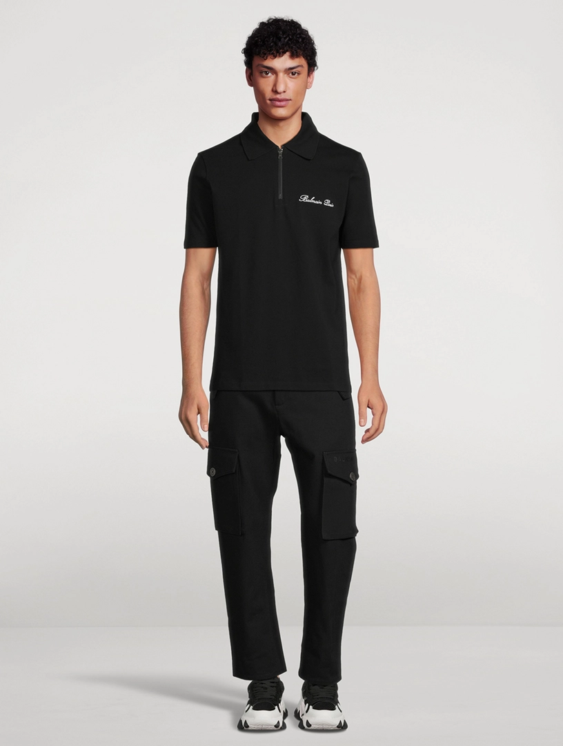 BALMAIN Signature Zipped Polo Shirt