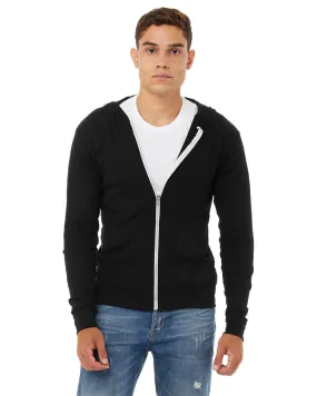 Bella + Canvas Unisex Triblend Full-Zip Lightweight Hoodie 3939 Black Triblend