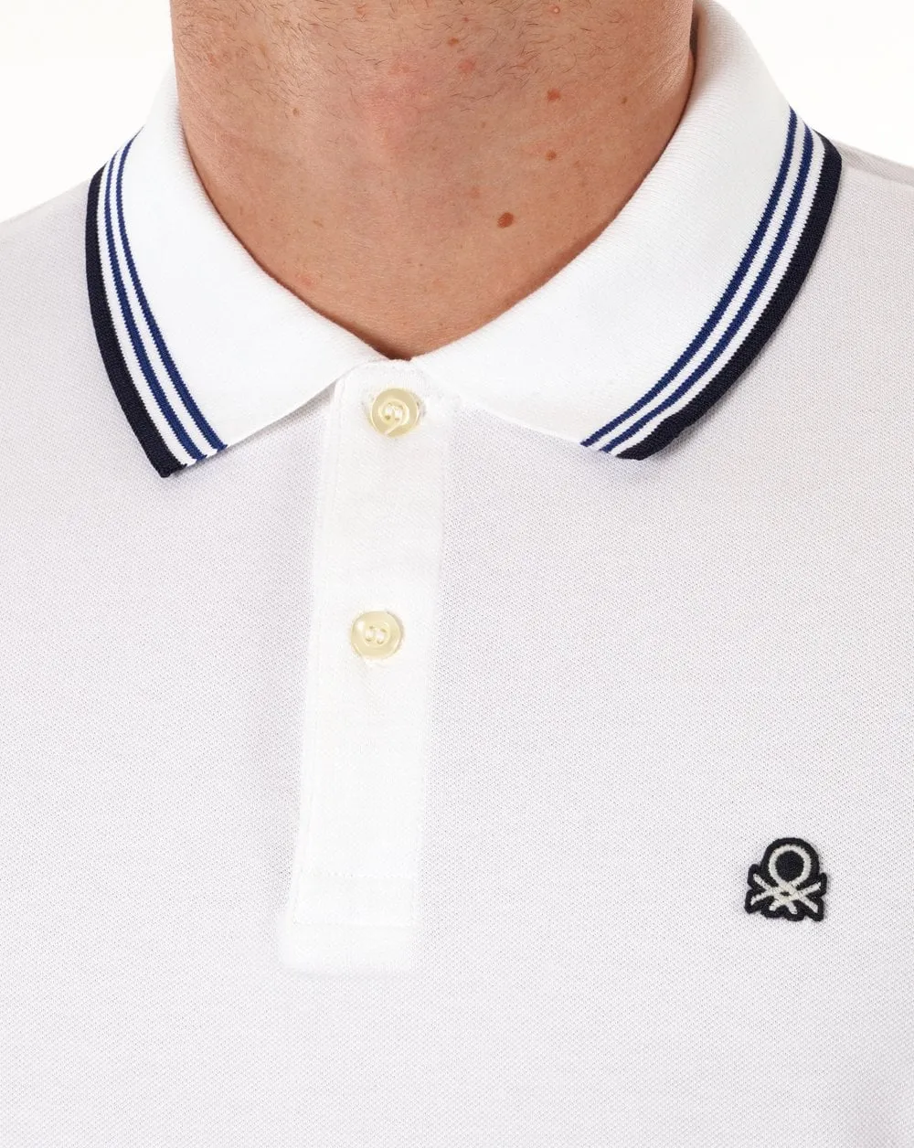 Benetton Tipped Polo Shirt White