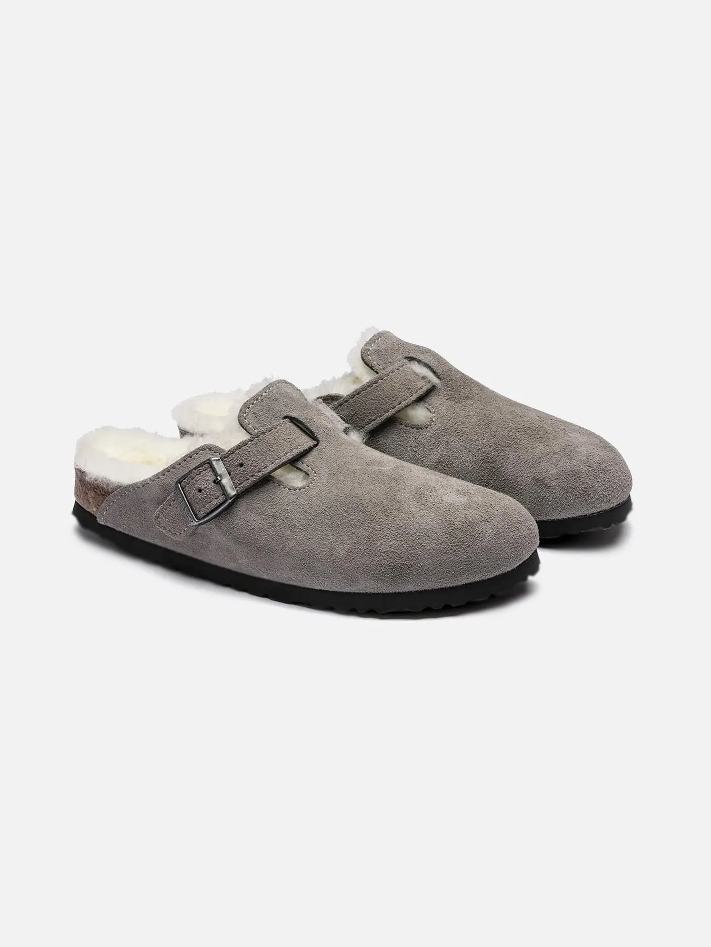 BIRKENSTOCK Boston Shearling Suede Leather - Stone