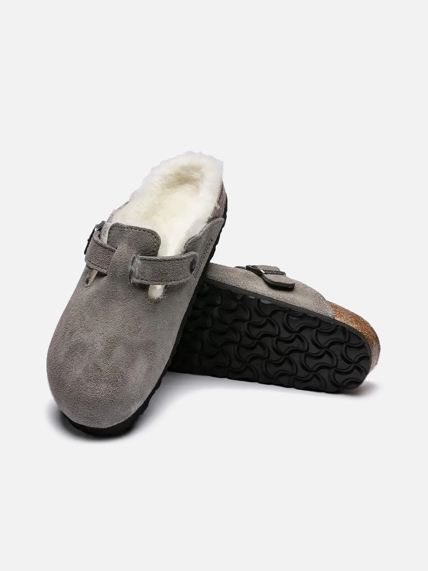 BIRKENSTOCK Boston Shearling Suede Leather - Stone