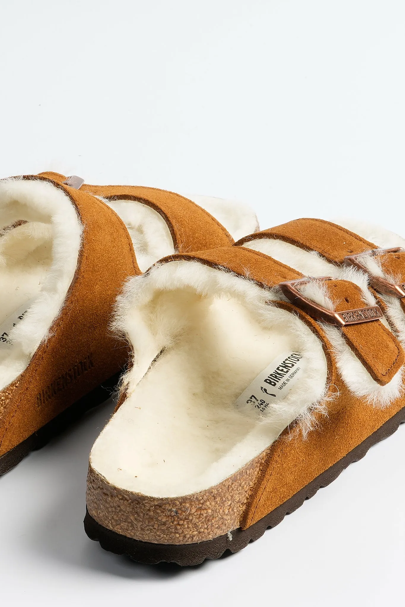 Birkenstock Ciabatta Arizona Shearling Cammello Donna