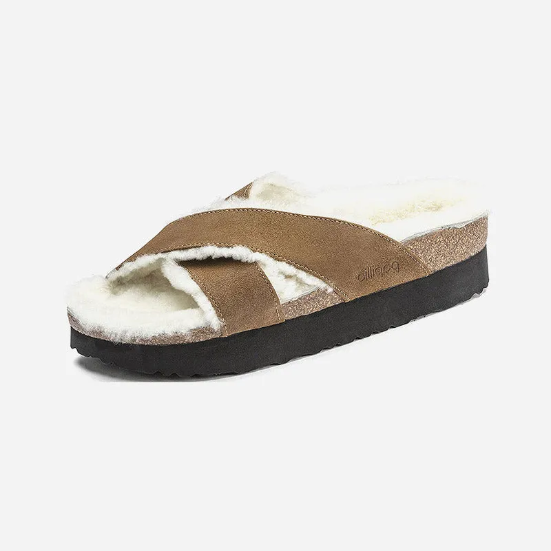 Birkenstock Daytona Platform Shearling Suede Leather