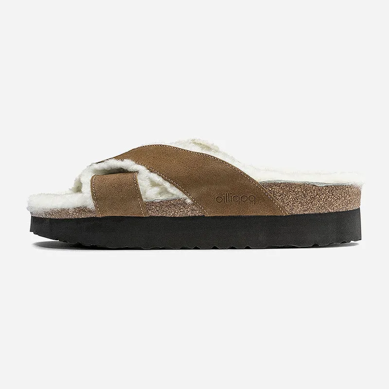 Birkenstock Daytona Platform Shearling Suede Leather