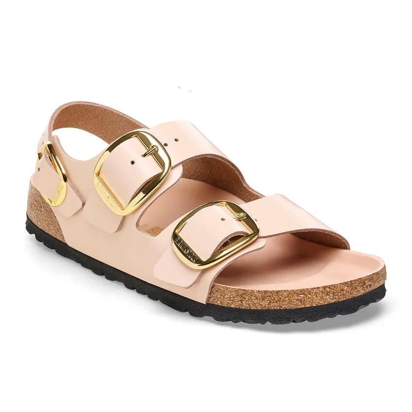 Birkenstock Milano Big Buckle Natural Leather Patent Women's