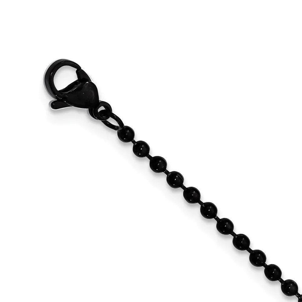 Black Plated Stainless Steel Cutout Anchor Dog Tag Necklace, 22 Inch