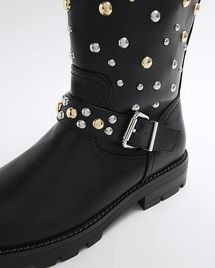 Black Studded Biker Boots