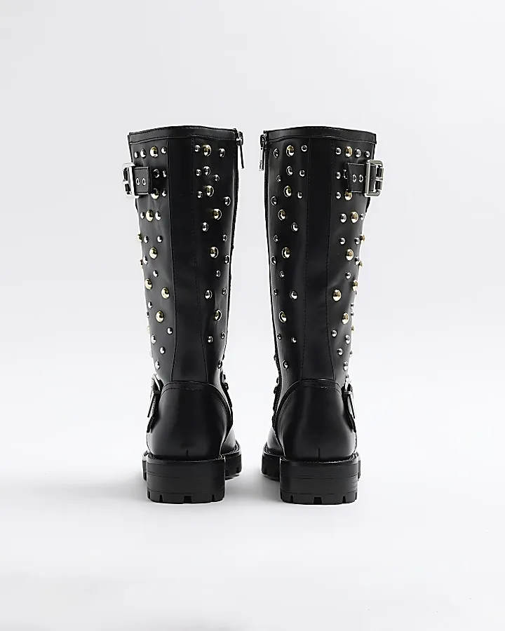 Black Studded Biker Boots