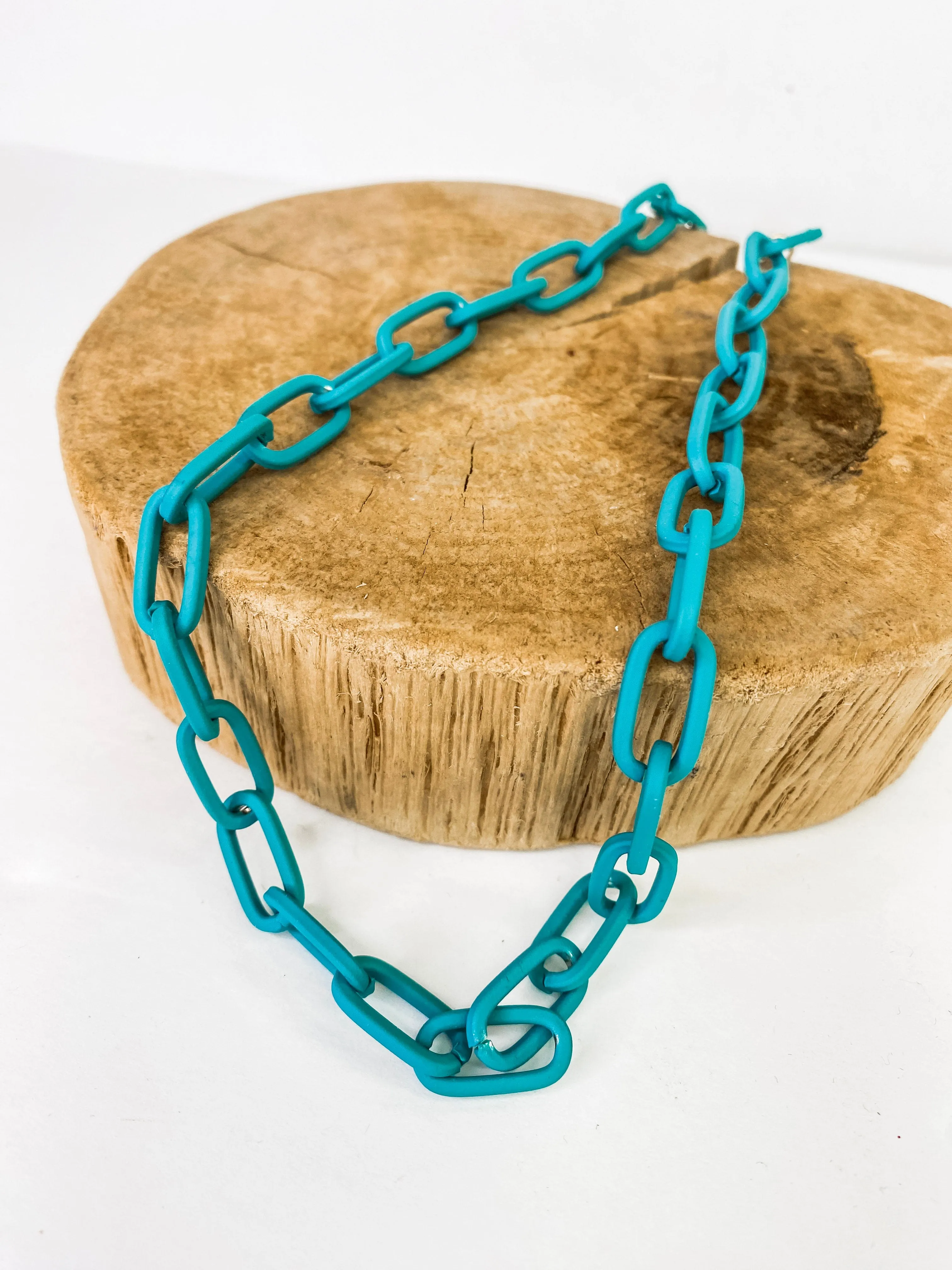 Blair Matte Link Necklace Turquoise