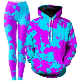 Blue and Purple Paint Splatter Hoodie and Leggings Combo